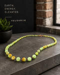 African Green Flower Jade & Copper Wire-Wrapped Necklace