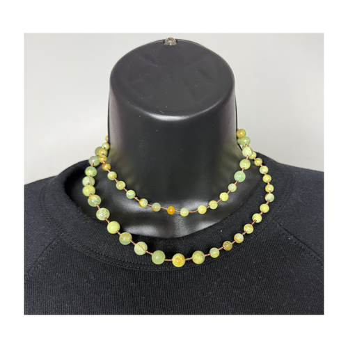 African Green Flower Jade & Copper Wire-Wrapped Necklace